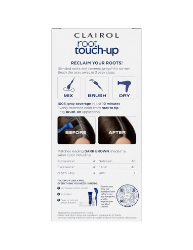 Tinte Permanente Clairol Nice'n Easy 4 Castaño Oscuro 32.5 ml