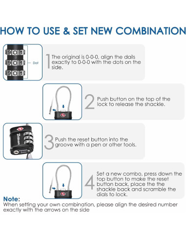 2 Candados de Equipaje Aprobados por TSA BRILLIRARE 3 Dígitos