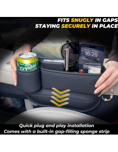 Organizador de Espacio entre Asientos ETZAR - Cuero Negro 2