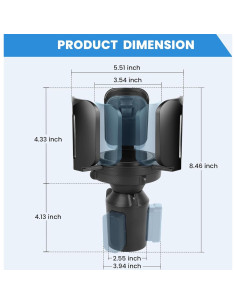 Expansor de Portavasos para Coche Octomo Ajustable 2.5 a 14 cm 2