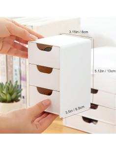Mini Organizador de Cajones VANRIOS Blanco 3 Cajones 12.95x7.87x8.89 cm 2
