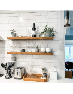 Estantes Flotantes Rústicos Urbandi, Juego de 2, Madera Sólida 30.48x15.24cm 2