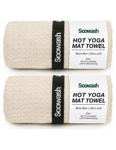 Toalla de Yoga Antideslizante SOOWASH 71x183 cm Beige - 2 Piezas
