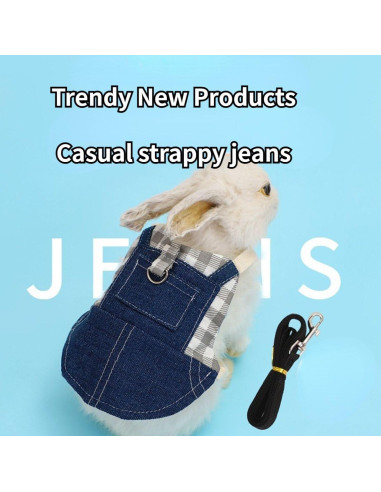 Arnés y Correa para Conejo Copfeu Gris Talla S Ajustable