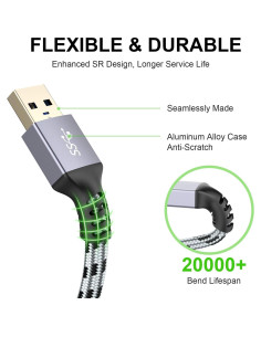Cable de Extensión USB 3.0 1m SNANSHI Macho a Hembra 5Gbps 2