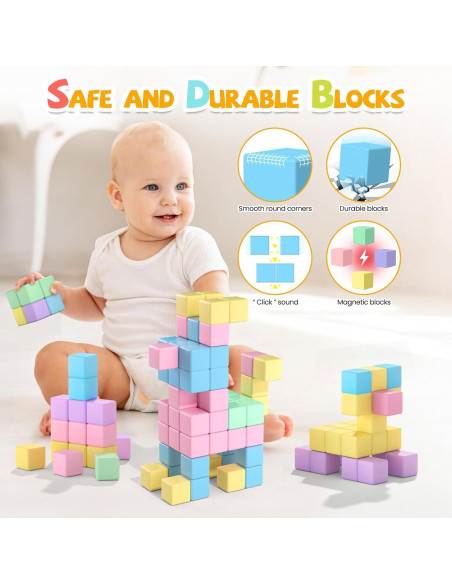 45PCS Bloques Magnéticos Montessori SYSKENI para Niños 2-8 Años