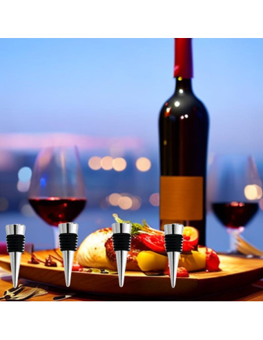 Tapones de vino reutilizables ENLAYER 12 Pcs acero y goma