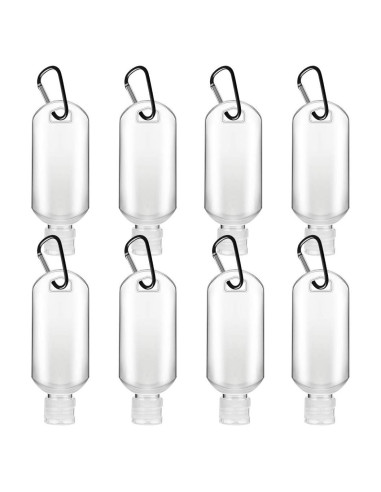 Juego de 8 Botellas de Viaje 50 ml VHOPMORE con Llavero