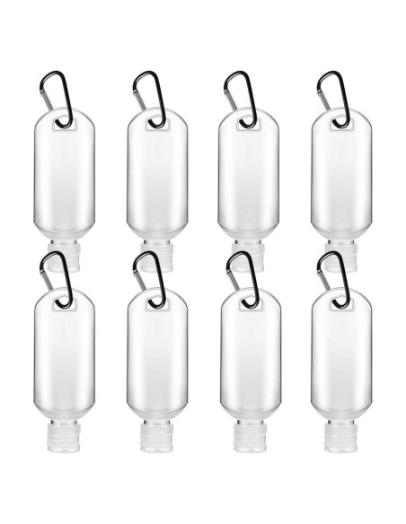 Juego de 8 Botellas de Viaje 50 ml VHOPMORE con Llavero