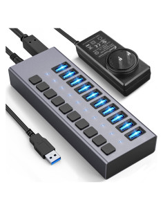 Hub USB 3.0 10 Puertos ACASIS Alimentado 48W con Interruptores