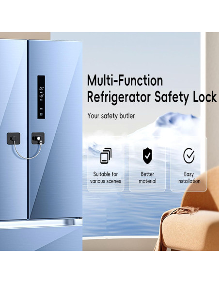 Cerradura de Seguridad para Refrigerador WILNIRY - 2 Pcs Negra