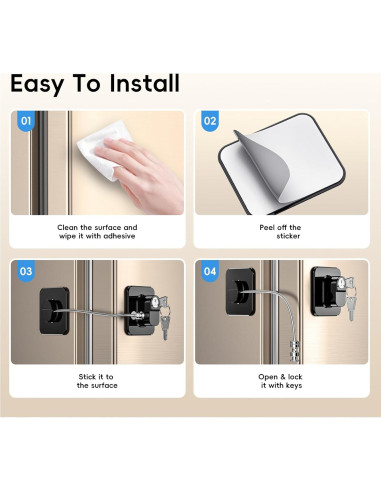 Cerradura de Seguridad para Refrigerador WILNIRY - 2 Pcs Negra