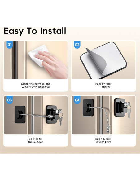 Cerradura de Seguridad para Refrigerador WILNIRY - 2 Pcs Negra