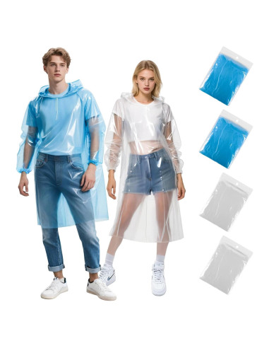 Paquete de 4 Ponchos de Lluvia Desechables GAOHUI Adultos