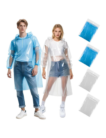 Paquete de 4 Ponchos de Lluvia Desechables GAOHUI Adultos
