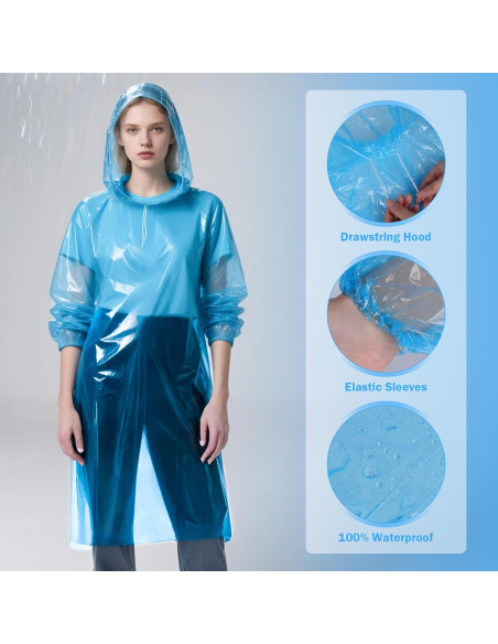Paquete de 4 Ponchos de Lluvia Desechables GAOHUI Adultos