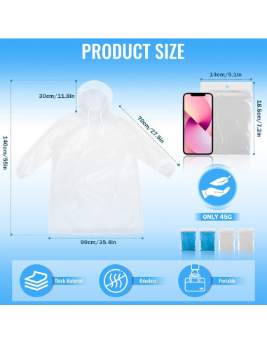 Paquete de 4 Ponchos de Lluvia Desechables GAOHUI Adultos