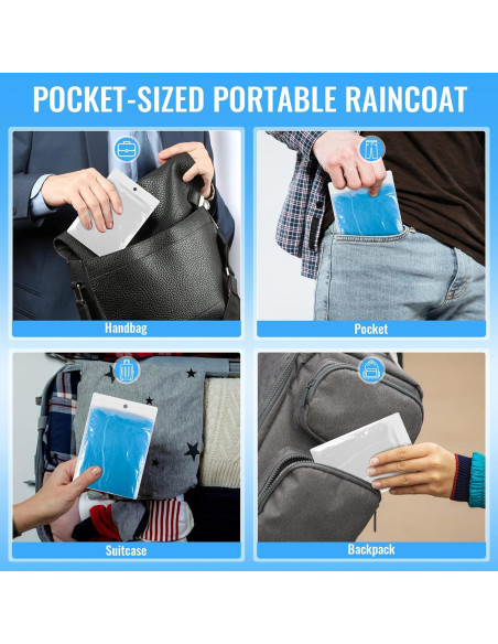 Paquete de 4 Ponchos de Lluvia Desechables GAOHUI Adultos