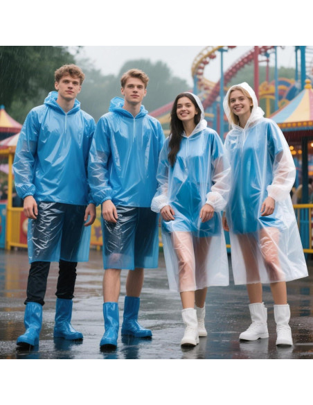 Paquete de 4 Ponchos de Lluvia Desechables GAOHUI Adultos