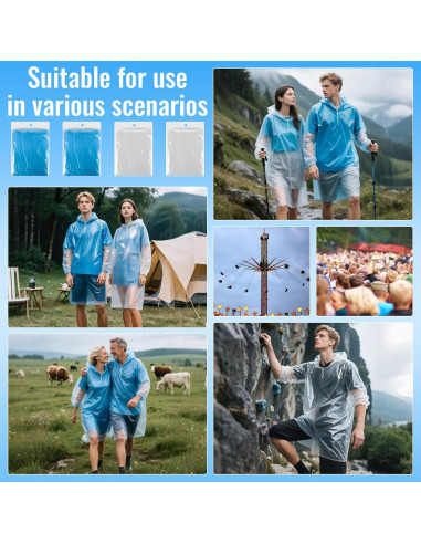 Paquete de 4 Ponchos de Lluvia Desechables GAOHUI Adultos
