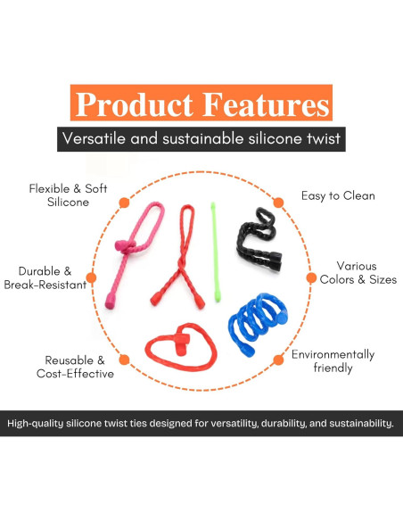 12 Sujetadores de Silicona GREOCE Multicolor 20cm Reutilizables 12 Sujetadores de Silicona GREOCE Multicolor 20cm Reutilizables