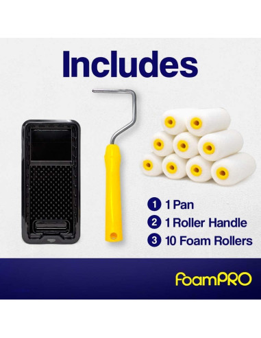 Kit de Pintura FoamPRO 2" con 10 Rodillos y Bandeja