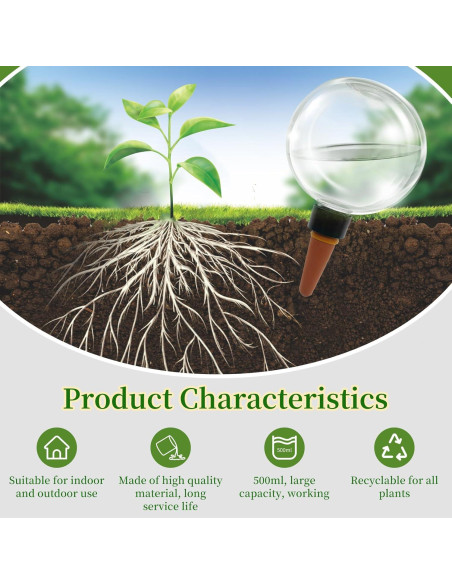 3 Esferas de Riego Automático Gewosi 500 ml para Plantas