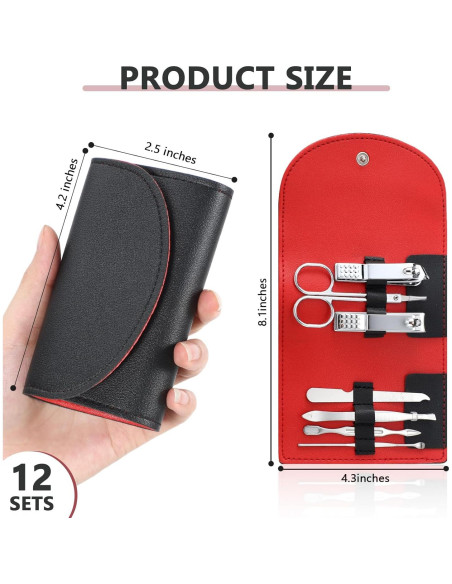 Set de Manicura 12 Piezas Lanties Acero Inoxidable Negro