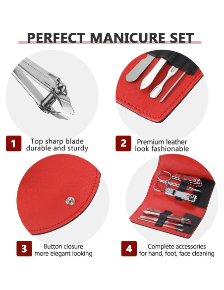 Set de Manicura 12 Piezas Lanties Acero Inoxidable Negro