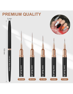 Set de Pinceles Liner para Uñas Artdone 5PCS Negro 5-25mm 2
