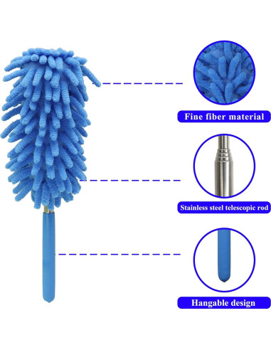 Plumero Telescópico de Microfibra zdyCGTime - 2 Paquete Azul