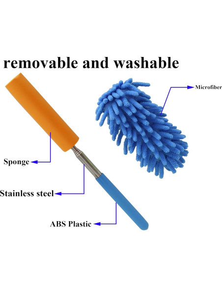Plumero Telescópico de Microfibra zdyCGTime - 2 Paquete Azul