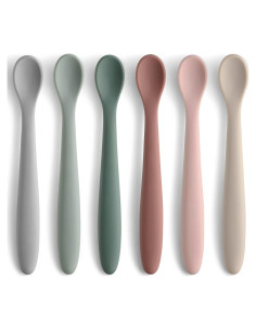 Cucharas de Silicona para Bebés NETANY - 6 Piezas Suaves y Flexibles