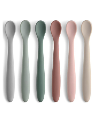Cucharas de Silicona para Bebés NETANY - 6 Piezas Suaves y Flexibles