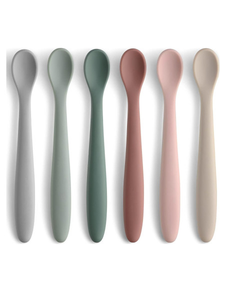 Cucharas de Silicona para Bebés NETANY - 6 Piezas Suaves y Flexibles Cucharas de Silicona para Bebés NETANY - 6 Piezas Suaves y Flexibles