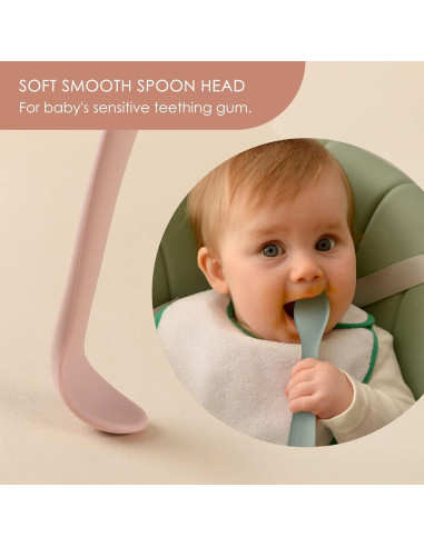 Cucharas de Silicona para Bebés NETANY - 6 Piezas Suaves y Flexibles