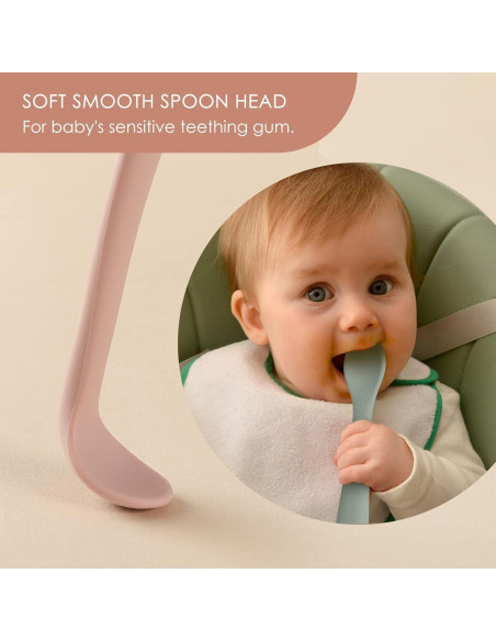Cucharas de Silicona para Bebés NETANY - 6 Piezas Suaves y Flexibles Cucharas de Silicona para Bebés NETANY - 6 Piezas Suaves y Flexibles