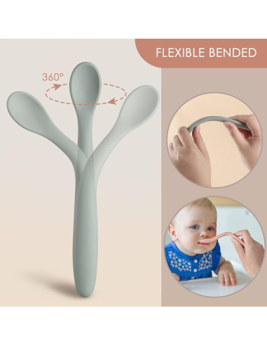 Cucharas de Silicona para Bebés NETANY - 6 Piezas Suaves y Flexibles