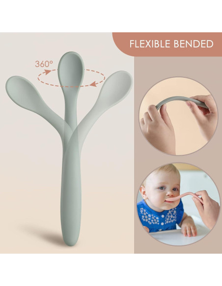 Cucharas de Silicona para Bebés NETANY - 6 Piezas Suaves y Flexibles Cucharas de Silicona para Bebés NETANY - 6 Piezas Suaves y Flexibles