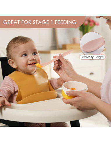 Cucharas de Silicona para Bebés NETANY - 6 Piezas Suaves y Flexibles