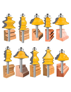 Conjunto de Brocas Router TAIWAIN 10 PCS 1/4" Mango Carburo