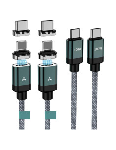 Cable de Carga Magnético USB-C 100W 2 en 1 CNakdDG Verde