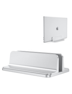 Soporte de Laptop Ajustable Vertical POANW - Aluminio Plata