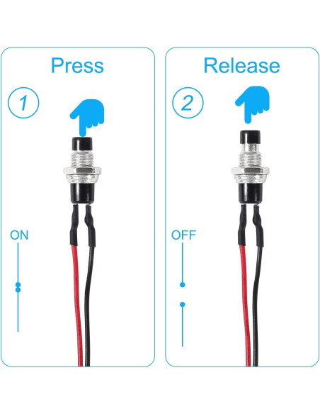 Interruptor de Botón Momentáneo 12V MELIFE 20pcs 7mm SPST