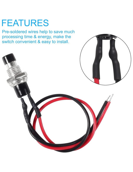 Interruptor de Botón Momentáneo 12V MELIFE 20pcs 7mm SPST