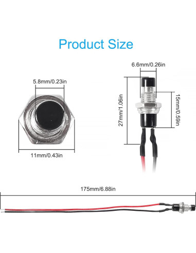 Interruptor de Botón Momentáneo 12V MELIFE 20pcs 7mm SPST
