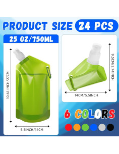 Paquete de 24 Botellas de Agua Plegables Funnymoom 750 ml 2