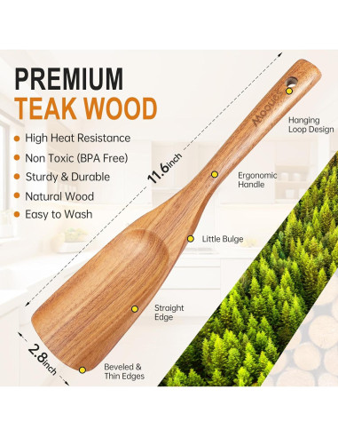Set de Utensilios de Cocina de Madera de Teca Mooues 10 Piezas