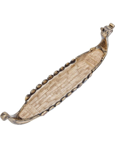 Quemador de Incienso Comeon Barco Dragón 25cm Resina Marrón