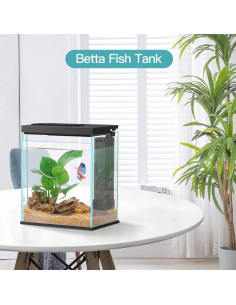 Acuario de vidrio 2 galones Pronetcus para peces Betta negro 2
